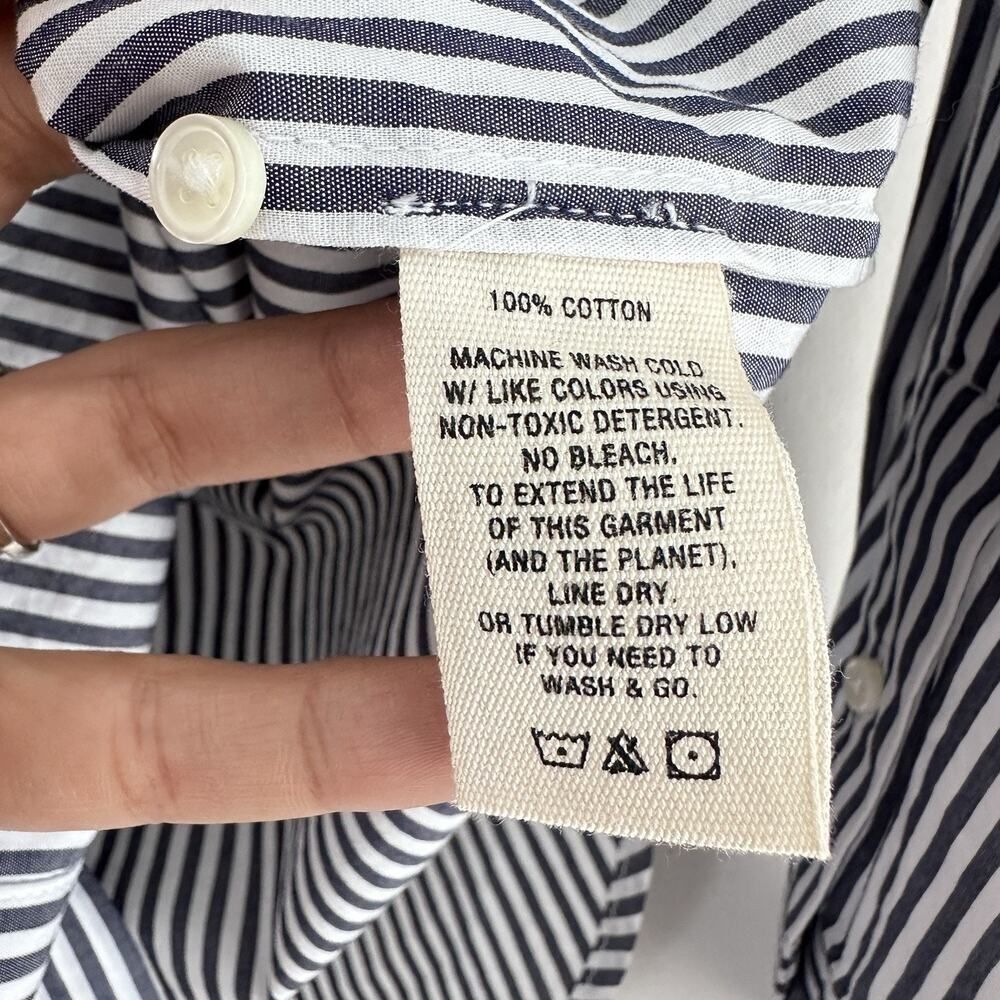 Alex Mill Top Womens XS Blue White Striped Easy Ruffle Frill Neck Cotton Career - Picture 9 of 11
